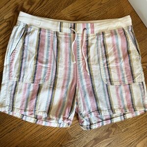 Women's Striped Linen-blend Drawstring Vacation Shorts Summer2026